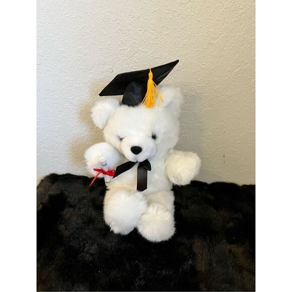 Dan Dee Worlds Best Grad Plush Bear 11" White Diploma Graduation Cap Stuffed Toy - Picture 1 of 2